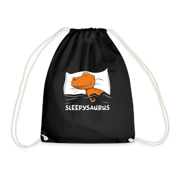 Sleepy Saurus Dinosaurier Schlafshirt - Turnbeutel - Schwarz - Vorne