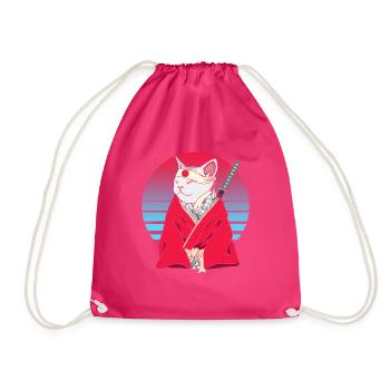Samurai Japon Vaporwave Ninja Anime Cat - Sac de sport léger - fuchsia - Devant
