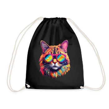 Chat Hippie 60s 70s - Sac de sport léger - noir - Devant