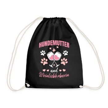 Dog mother and wine lover - Drawstring Bag - black - Front