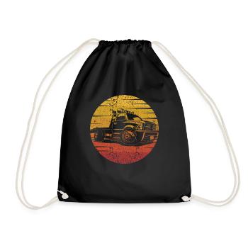 Retro tow truck towing service driver - Drawstring Bag - black - Front
