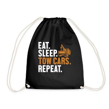 Eat Sleep Tow Cars Repeat Abschlepper Fahrer - Turnbeutel - Schwarz - Vorne