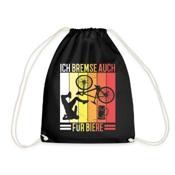 Lustige Fahrrad Sprüche Ich Bremse Für Bier Retro - Turnbeutel - Schwarz - Vorne
