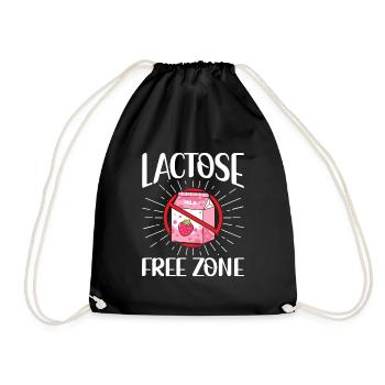 Lactose Free Zone - Intolerance Milk Cheese - Drawstring Bag - black - Front