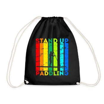 Stand Up Paddling Paddleboard Surfer SUP - Drawstring Bag - black - Front