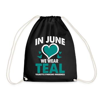 In June we wear the teal - Drawstring Bag - black - Front