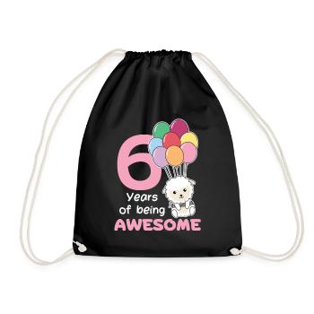 Sheep for 6th birthday children six years old - Drawstring Bag - black - Front