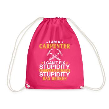 Carpenter I can't fix stupidity - Drawstring Bag - fuchsia - Front