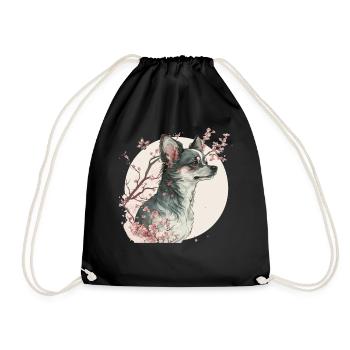 Mignon Chihuahua Fleur de cerisier Race de chien Japonais S - Sac de sport léger - noir - Devant