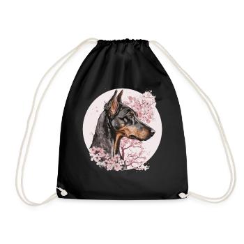 Doberman Cherry Blossom Dog Race Japanese Waterc - Sac de sport léger - noir - Devant