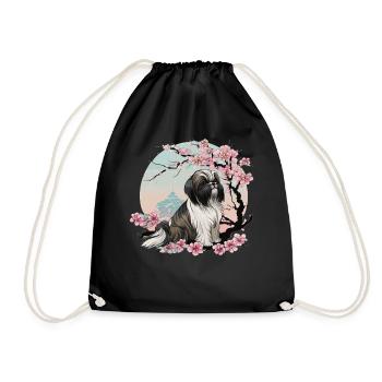 Shih Tzu Cherry Blossom Dog Fleur de Sakura japonaise - Sac de sport léger - noir - Devant