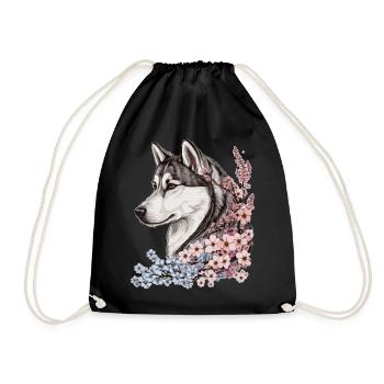 Siberian Husky Cherry Blossom Dog Japanese Sakura - Turnbeutel - Schwarz - Vorne