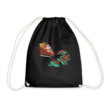 Sea Turtle Tortoise Christmas - Drawstring Bag - black - Front