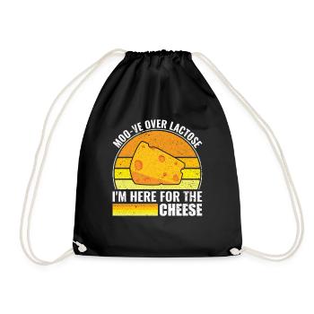 Moo-ve over lactose - I'm here for the Cheese - - Drawstring Bag - black - Front