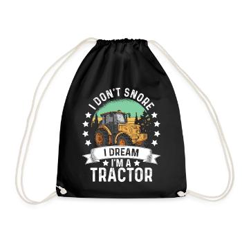 I Don't Snore I Dream I am A Tractor Saying - Drawstring Bag - black - Front