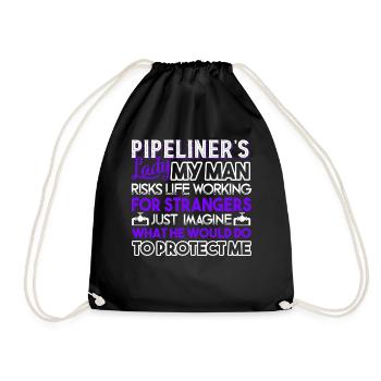 Pipeliner's Lady My Man Risks Life Working - Drawstring Bag - black - Front