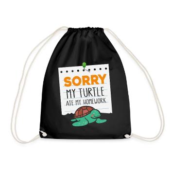 Sea Turtle Tortoise Sorry My - Drawstring Bag - black - Front
