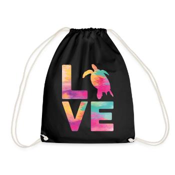 Sea Turtle Tortoise Love - Turnbeutel - Schwarz - Vorne