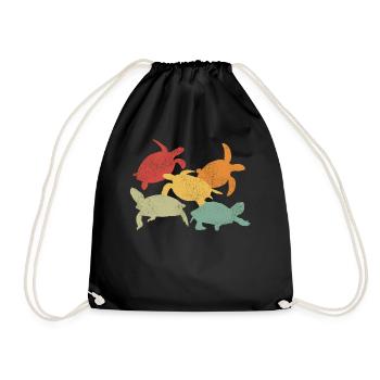 Sea Turtle Tortoise Retro Vintage - Sac de sport léger - noir - Devant