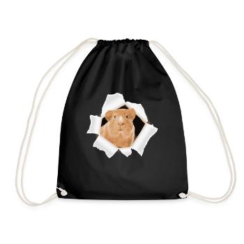 Hamster peeking through a hole - Drawstring Bag - black - Front