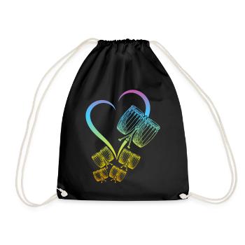 Conga Heart Conga Drum Conga Instruments - Drawstring Bag - black - Front