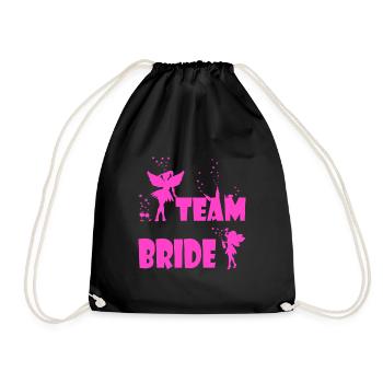 Team Bride JGA Alkohol saufen Party - Turnbeutel - Schwarz - Vorne