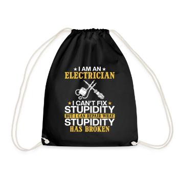 Electrician I can't fix stupidity - Drawstring Bag - black - Front