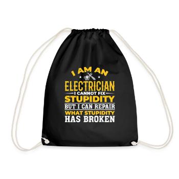 Electrician I can't fix stupidity - Drawstring Bag - black - Front