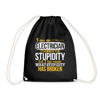 Electrician I can't fix stupidity - Drawstring Bag - black - Front