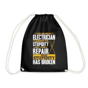 Electrician I can't fix stupidity - Drawstring Bag - black - Front