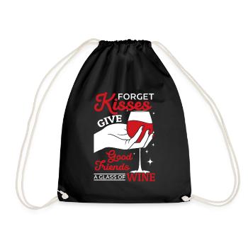 Oubliez les baisers, les bons amis reçoivent du vin - Sac de sport léger - noir - Devant