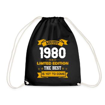 August 1980 Geburtstagsgeschenk - Turnbeutel - Schwarz - Vorne