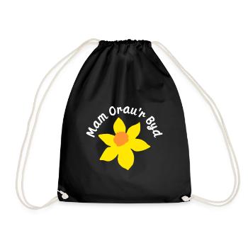 Mam Orau'r Byd Best Welsh Mum In The World - Drawstring Bag - black - Front