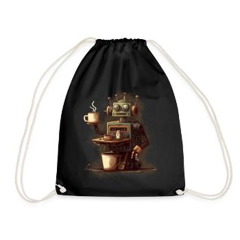 Kaffee kochender Roboter - Turnbeutel - Schwarz - Vorne