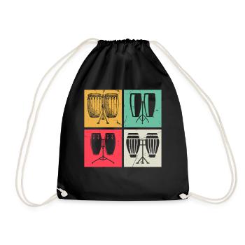 Retro Conga Drums Conga Instruments - Retro Congas - Drawstring Bag - black - Front