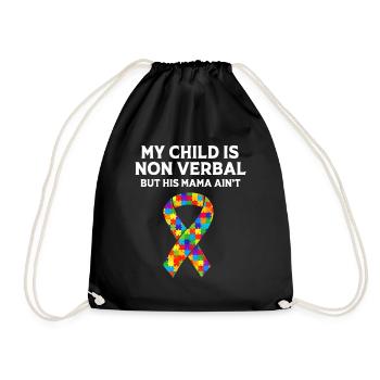Autisme Maman Fils Mon enfant est non verbal mais sa Mama - Sac de sport léger - noir - Devant