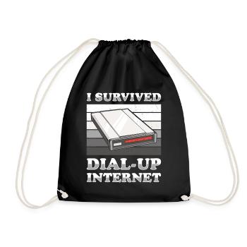 90er Jahre Nostalgie Retro 90er Jahre Dial Up - Turnbeutel - Schwarz - Vorne