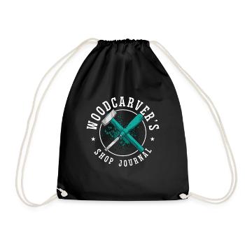Wood Carving WoodCarver's Shop Journal Woodsman - Drawstring Bag - black - Front