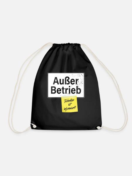 Außer Betrieb Techniker Informiert Faultier Büro - Turnbeutel - Schwarz