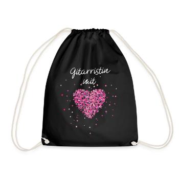 Gitarristin mit Herz E Gitarre Musikgruppe Musik - Turnbeutel - Schwarz - Vorne