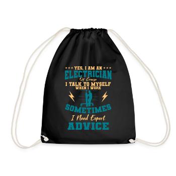 Electrician Electricity Lineman Wiring Electrical - Drawstring Bag - black - Front