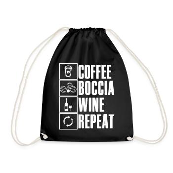 Coffee Boccia Wine Repeat Saying Boccia Player - Drawstring Bag - black - Front