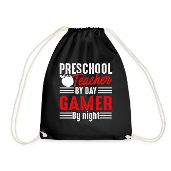 Preschool Teacher Preschool Teacher Gamer - Drawstring Bag - black - Front