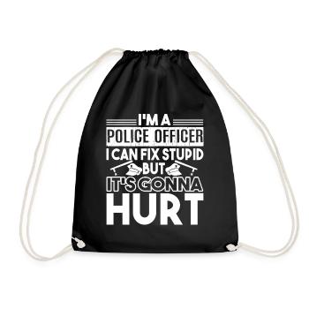 Police Officer Police Officer Fix Stupid - Drawstring Bag - black - Front