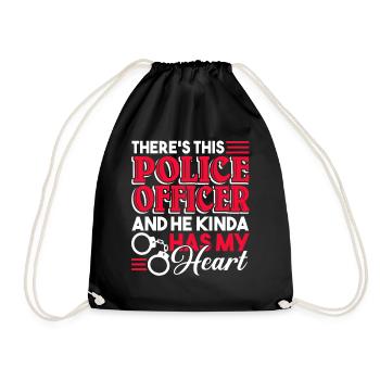 Police Officer Police Officer Has My Heart - Drawstring Bag - black - Front