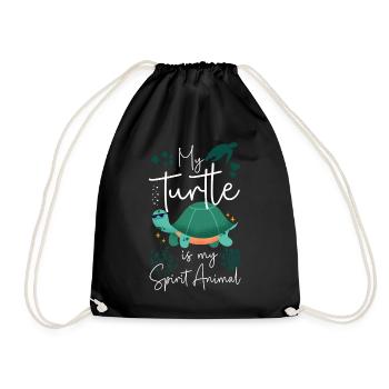 Sea Turtle Tortoise My Turtle Is - Drawstring Bag - black - Front