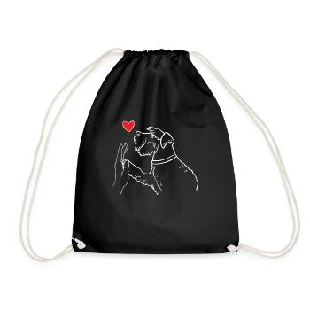 Miniature Schnauzer Heart Hand High Five - Turnbeutel - Schwarz - Vorne