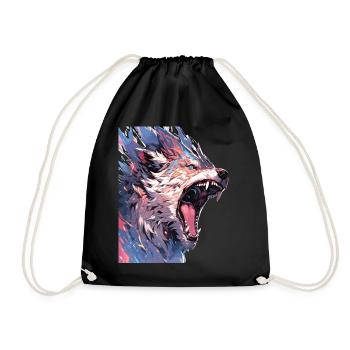 Loup Tête de Loup Loups Habitants de la forêt Animaux - Sac de sport léger - noir - Devant