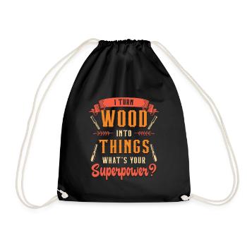 Wood Carving I Turn Wood Into Things Woodworking - Turnbeutel - Schwarz - Vorne