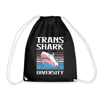Shark Lover Transgender Pride Flag Trans - Drawstring Bag - black - Front